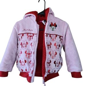 Disney Pink and Red Minnie Hooded Sherpa Jacket
